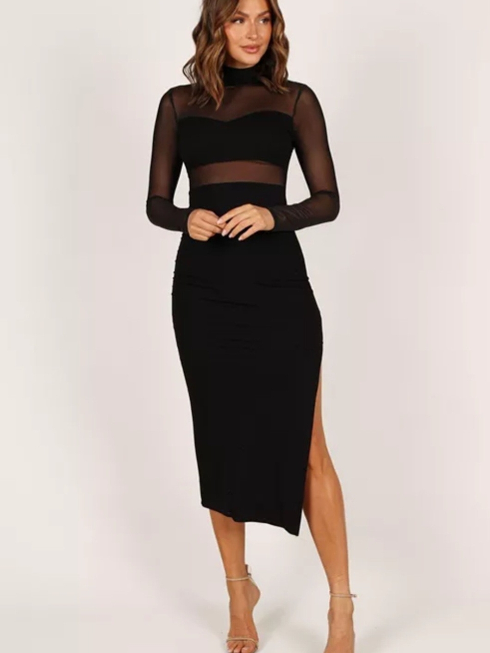 Petal & Pup Black Farrow Long Sleeve Midi Dress